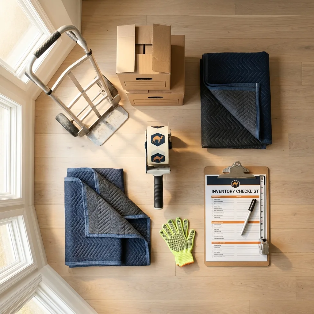 Professional moving supplies and packing materials layout for Shaw residential relocations